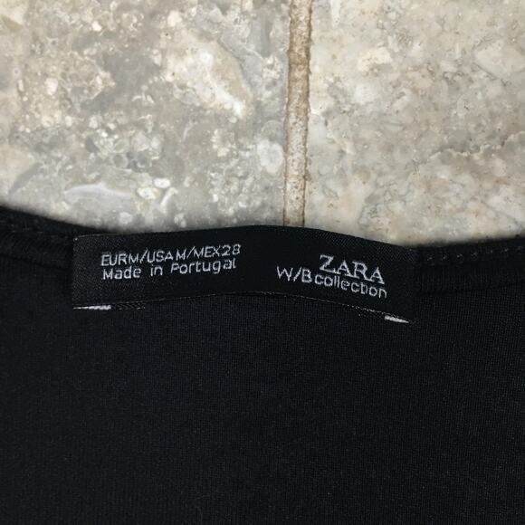 ZARA Deep V Neck Black Crop Top Vest Blouse Womens Medium Cropped - Picture 8 of 16